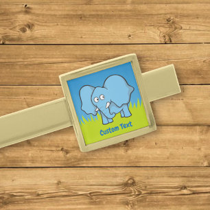 Blue elephant cartoon gold finish tie bar