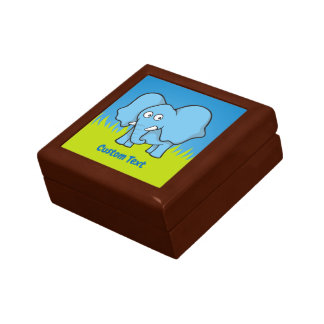 Blue elephant cartoon jewelry box