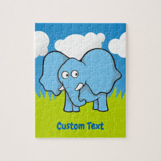 Blue elephant cartoon jigsaw puzzle