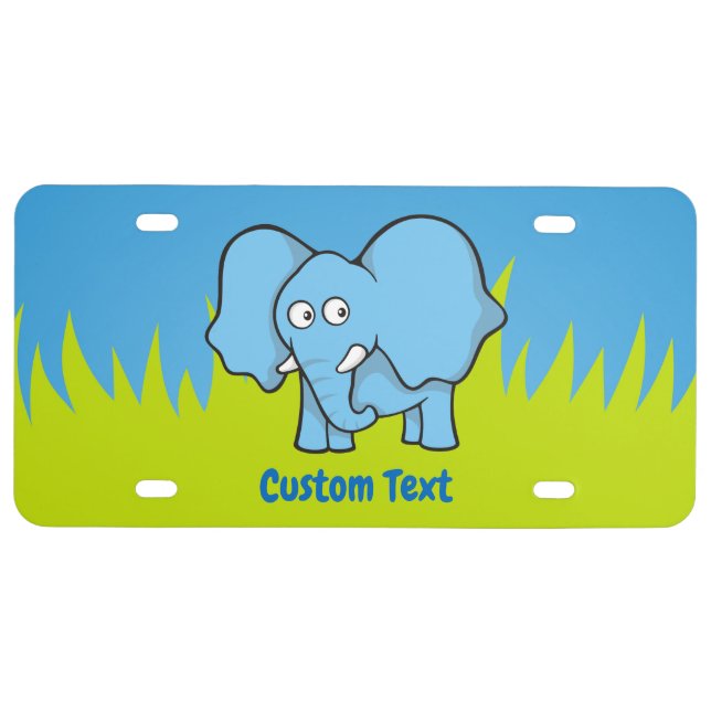 Blue elephant cartoon license plate (Front)