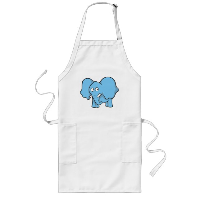 Blue elephant cartoon long apron (Front)