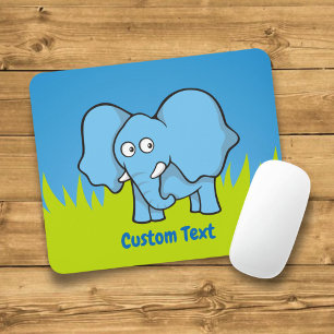 Blue elephant cartoon mouse pad