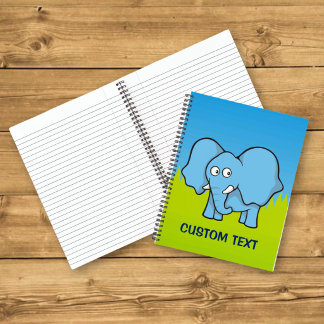 Blue Elephant Cartoon Notebook