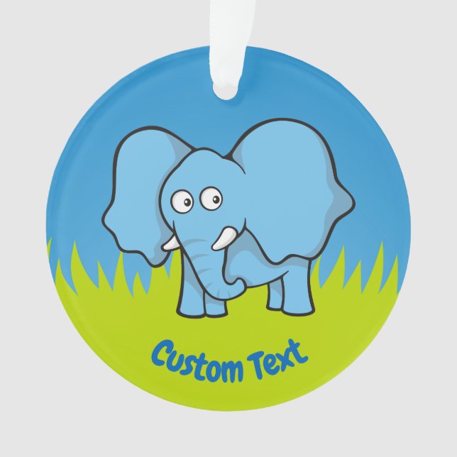 Blue elephant cartoon ornament (Front)