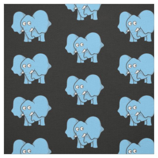 Blue Elephant Cartoon Pattern Fabric