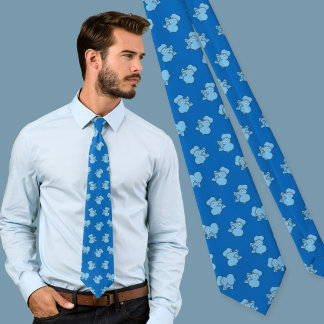 Blue Elephant Cartoon Pattern Tie