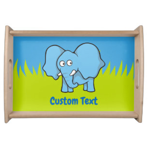 Blue elephant cartoon serving tray