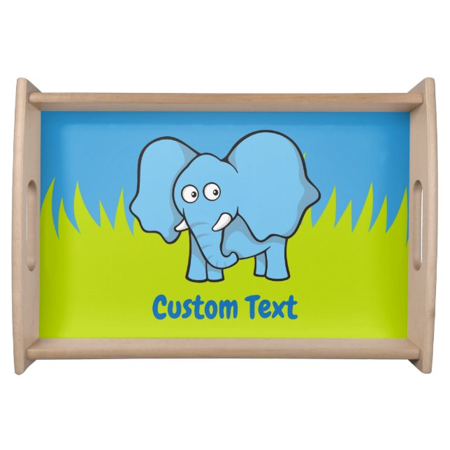 Blue elephant cartoon serving tray (Front)