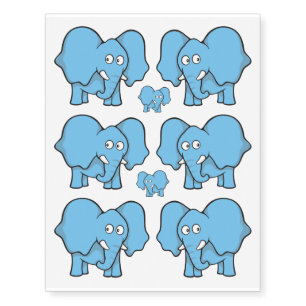 Blue elephant cartoon temporary tattoos