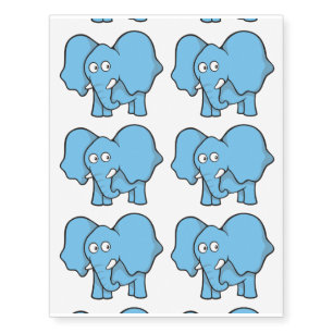 Blue elephant cartoon temporary tattoos