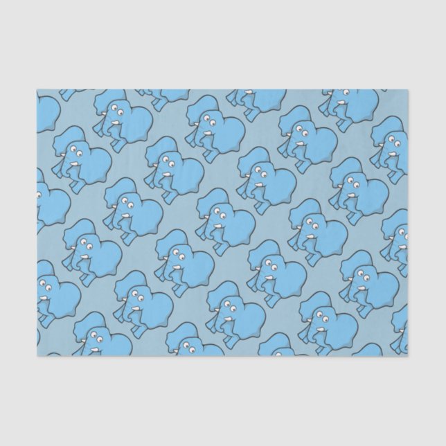 Blue elephant cartoon tissue paper (Front)