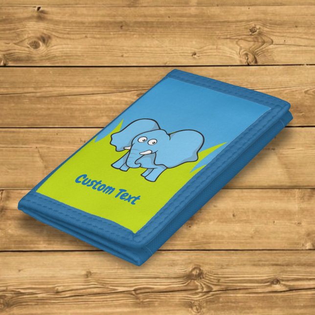 Blue elephant cartoon trifold wallet (Creator Uploaded)
