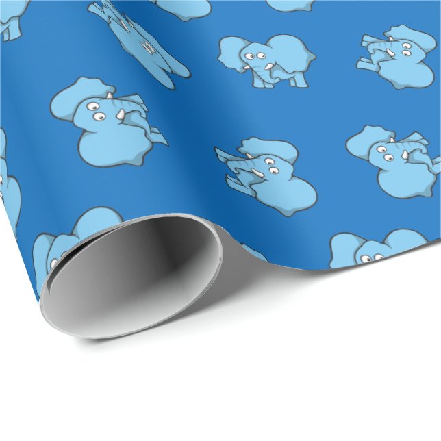 Blue elephant cartoon wrapping paper (Roll Corner)