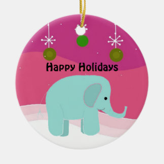 Blue Elephant Christmas Ornament