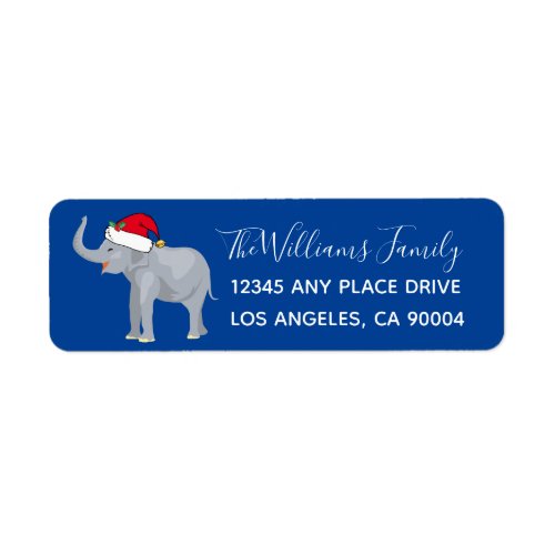 Blue Elephant Christmas Party Funny Return Address Label