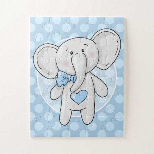 Blue Elephant _ Cute Baby Boys Room Nursery Jigsaw Puzzle
