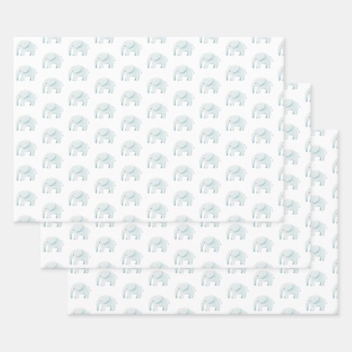 Blue Elephant Cute Boy Baby Shower Baby Boy Wrapping Paper Sheets
