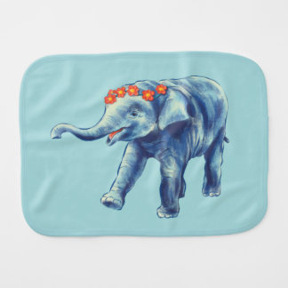 Blue Elephant Cute Girl Baby Burp Cloth