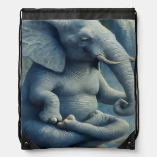 Blue Elephant Drawstring Bag