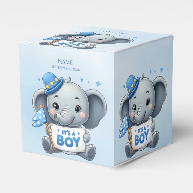 Blue Elephant Favor Box (Front Side)