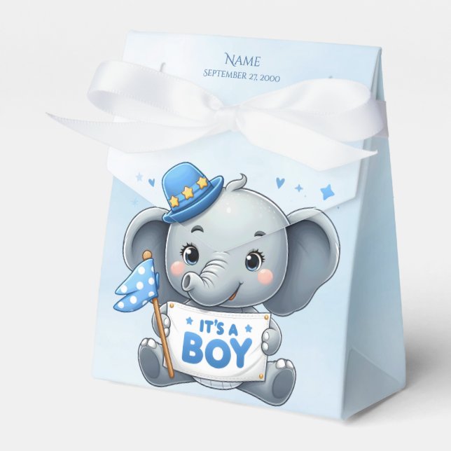 Blue Elephant Favor Box (Front Side)