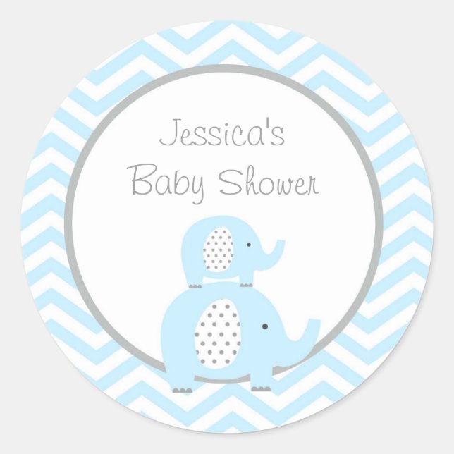 Blue Elephant Favor Stickers (Front)