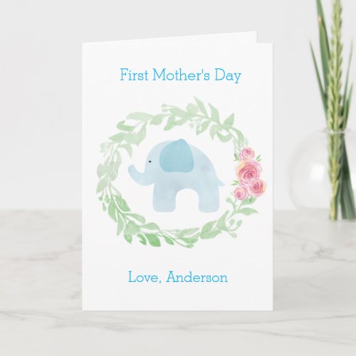 Blue Elephant First Mothers Day From Child Card