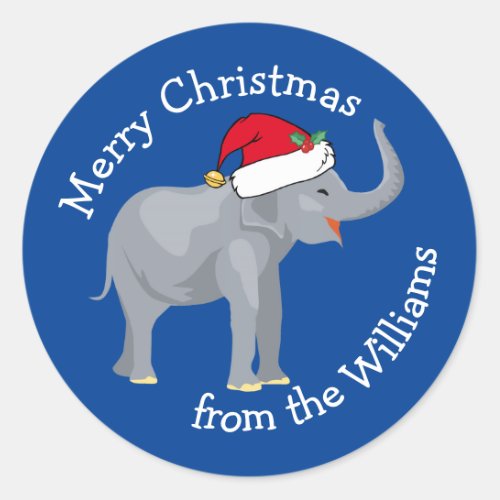 Blue Elephant Funny Custom Christmas Gift Classic Round Sticker