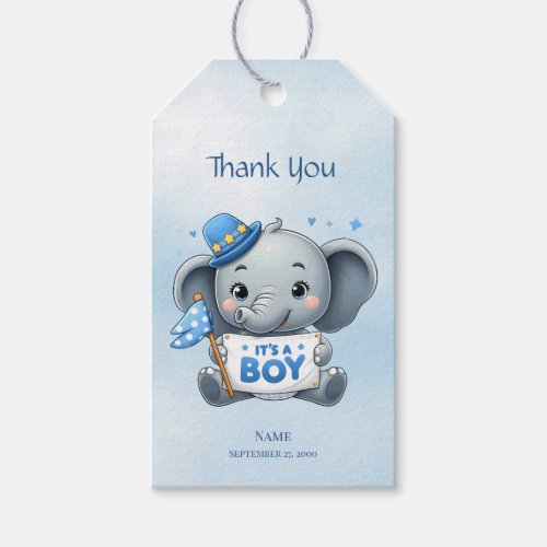 Blue Elephant Gift Tag