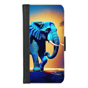 Blue Elephant Glow Design iPhone 8/7 Wallet Case