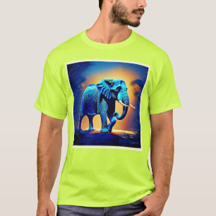Blue Elephant Glow Design T-Shirt