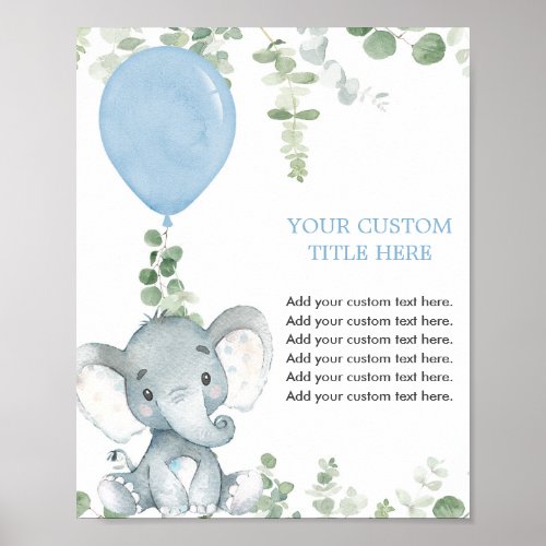 Blue elephant greenery custom make your own sign