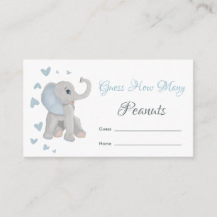 Blue Elephant Guess How Many Peanuts Baby Shower Enclosure Card