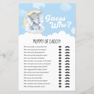 Blue Elephant Guess Who Mommy or Daddy Game