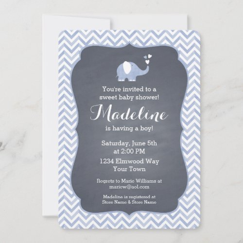 Blue Elephant Heart Custom Announcements
