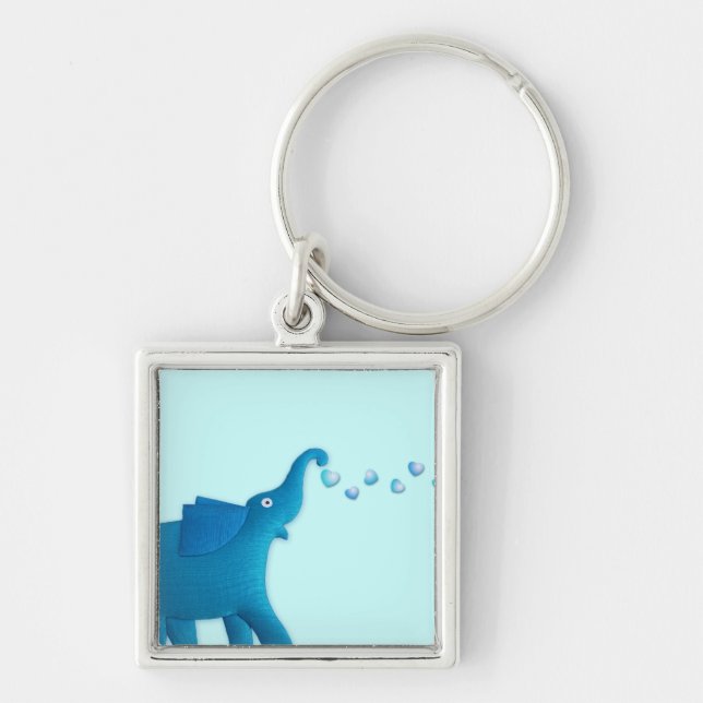 blue elephant heart keychain (Front)
