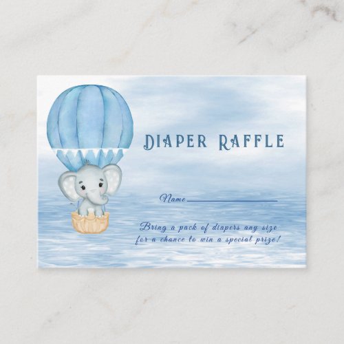 Blue Elephant Hot Air Balloon Baby Shower Enclosure Card