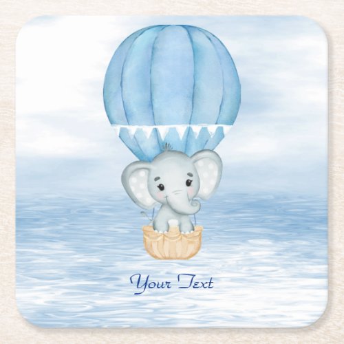 Blue Elephant Hot Air Balloon Paper Coaster