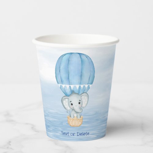 Blue Elephant Hot Air Balloon Paper Cups