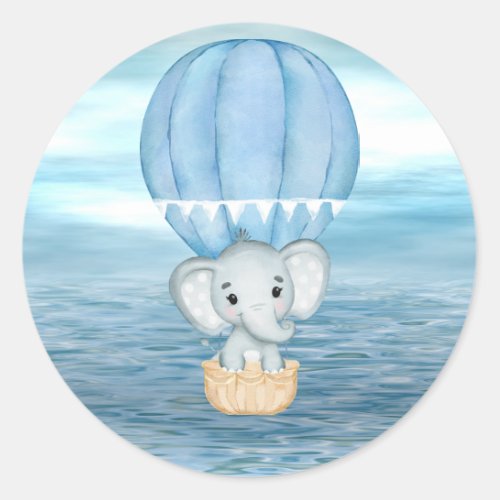Blue Elephant Hot Air Balloon Sticker