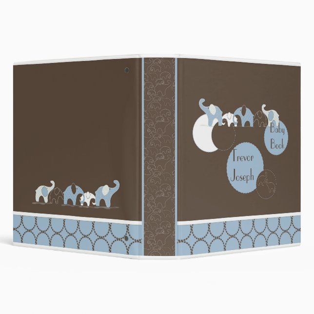 Blue Elephant in a Row Photo Album Binder (Background)