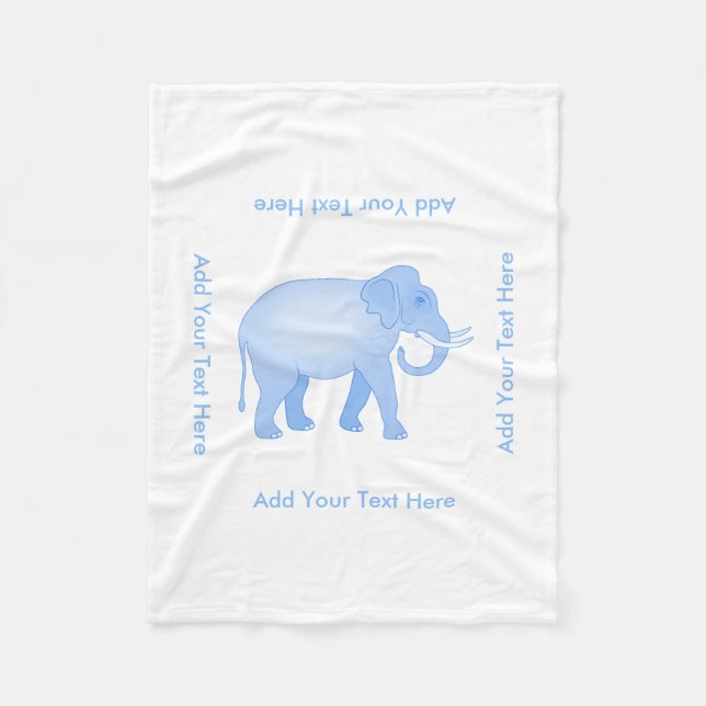 Blue Elephant - Indian Elephant - Baby Boy Fleece Blanket (Front)