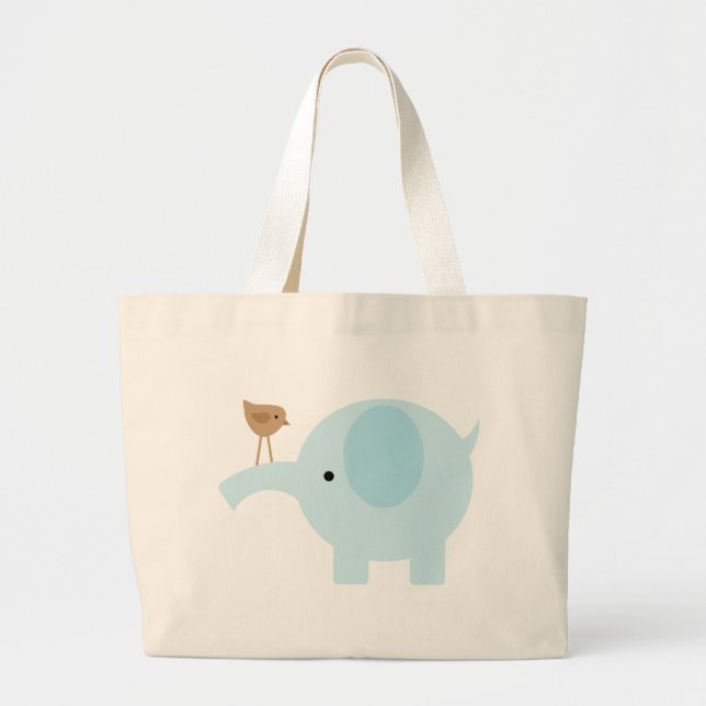 Blue Elephant Large Tote Bag (Front)