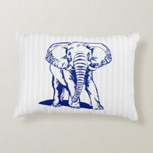 Blue Elephant Line Drawing  Accent Pillow