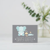 Blue Elephant Little Bird Diaper Raffle Tickets Enclosure Card (Standing Front)