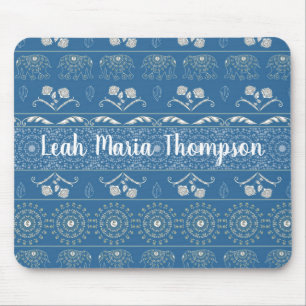 Blue Elephant Mandala Mouse Pad