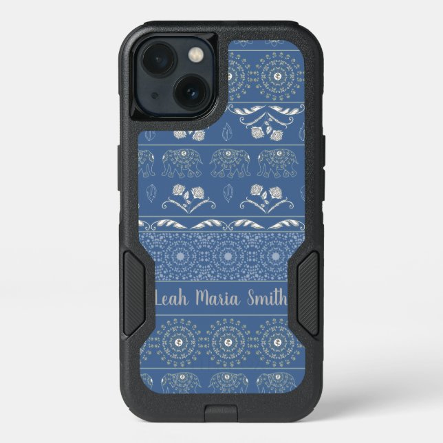 Blue Elephant Mandala  Otterbox iPhone Case (Back)