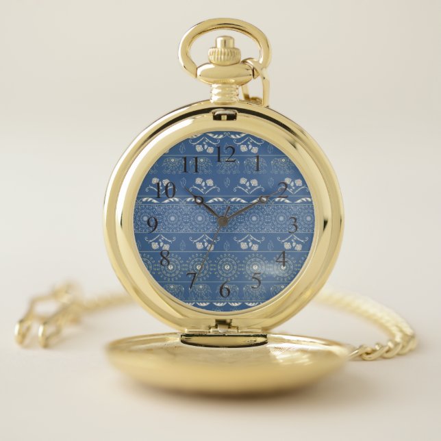 Blue Elephant Mandala    Pocket Watch (Inside)