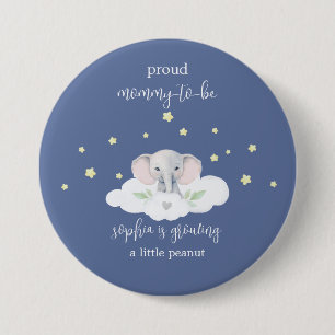 Blue Elephant Mommy to Be Baby Shower  Button