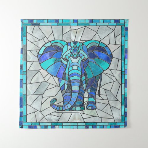 Blue Elephant mosaic art Tapestry